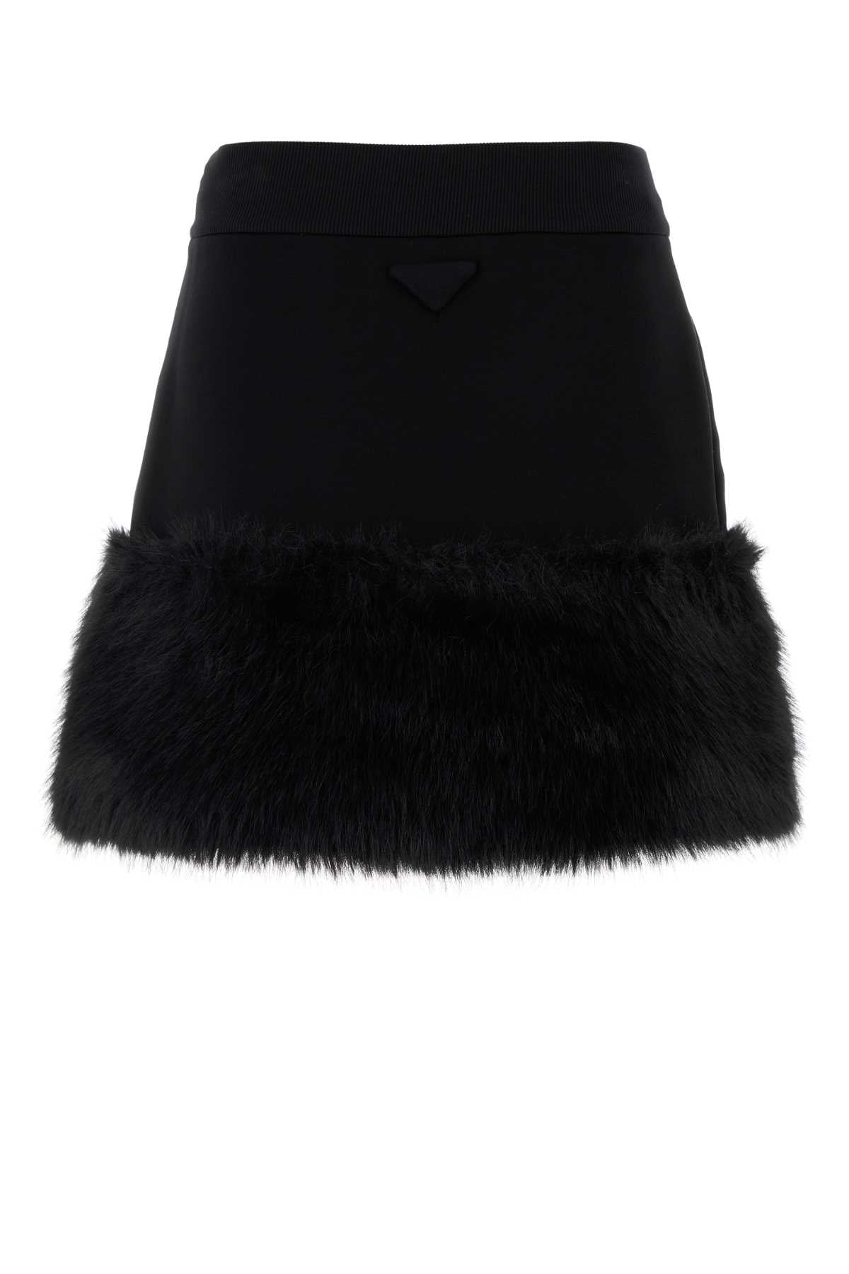 Prada Women Black Cotton Blend Mini Skirt