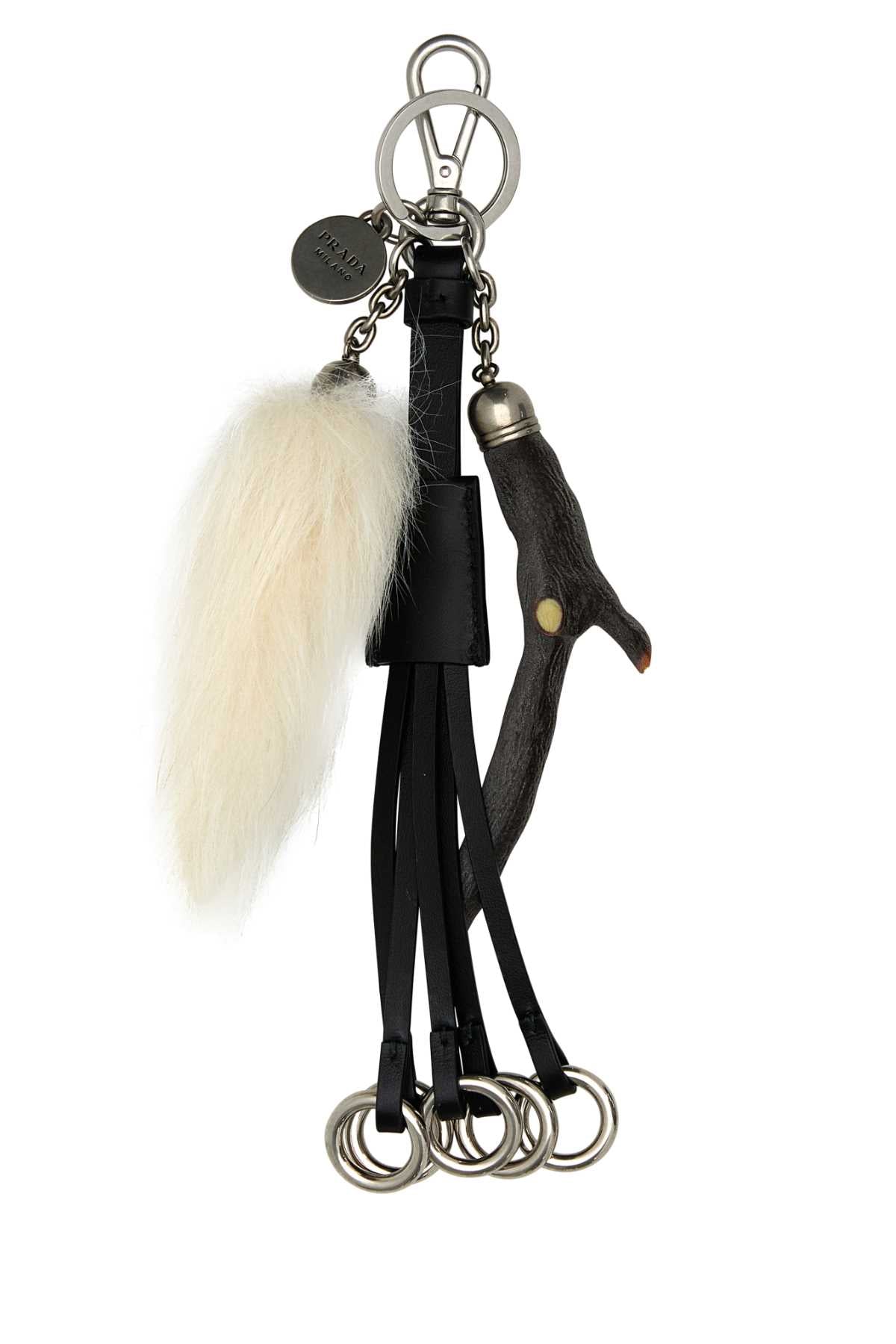 Prada Women Black Leather Key Ring