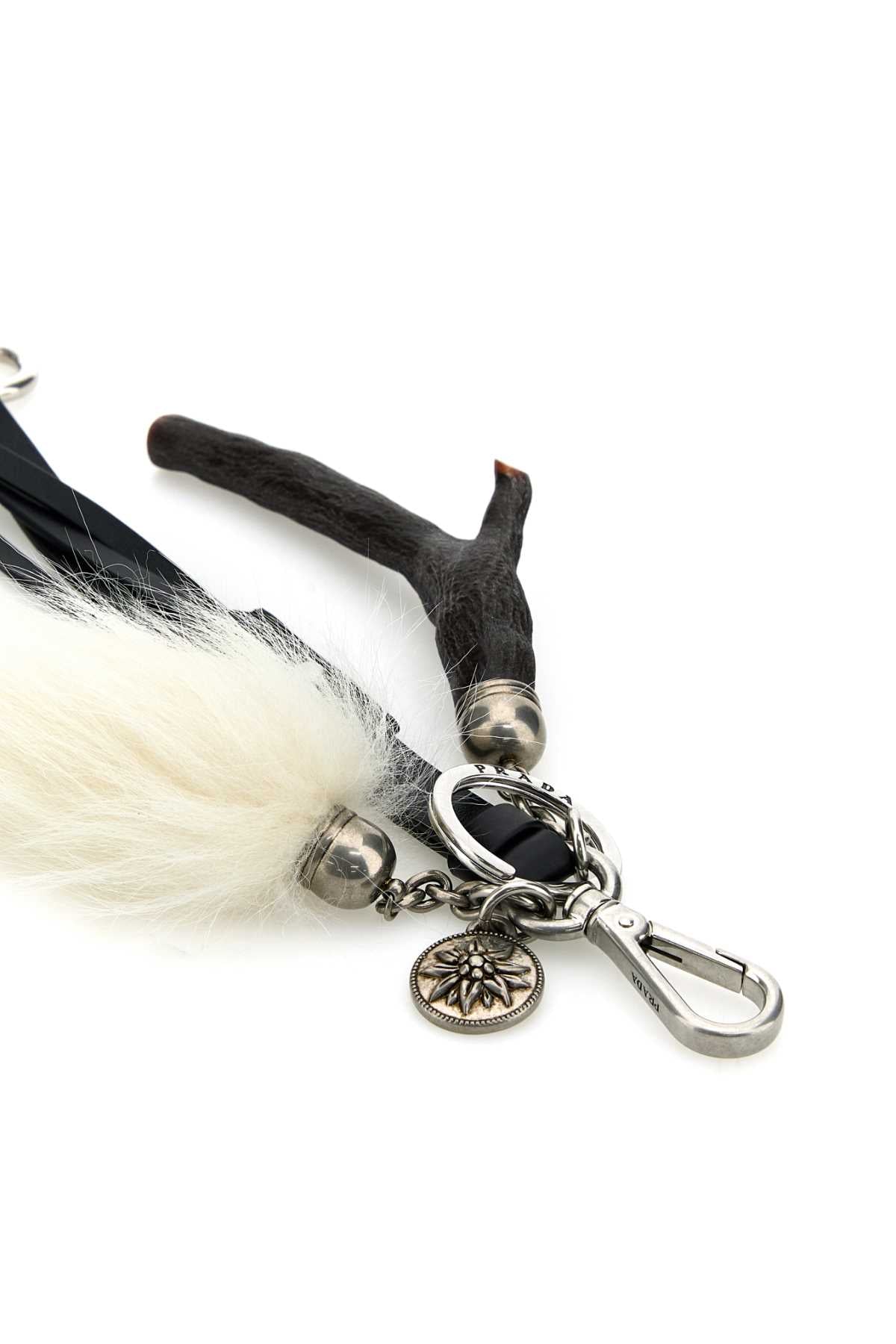 Prada Women Black Leather Key Ring