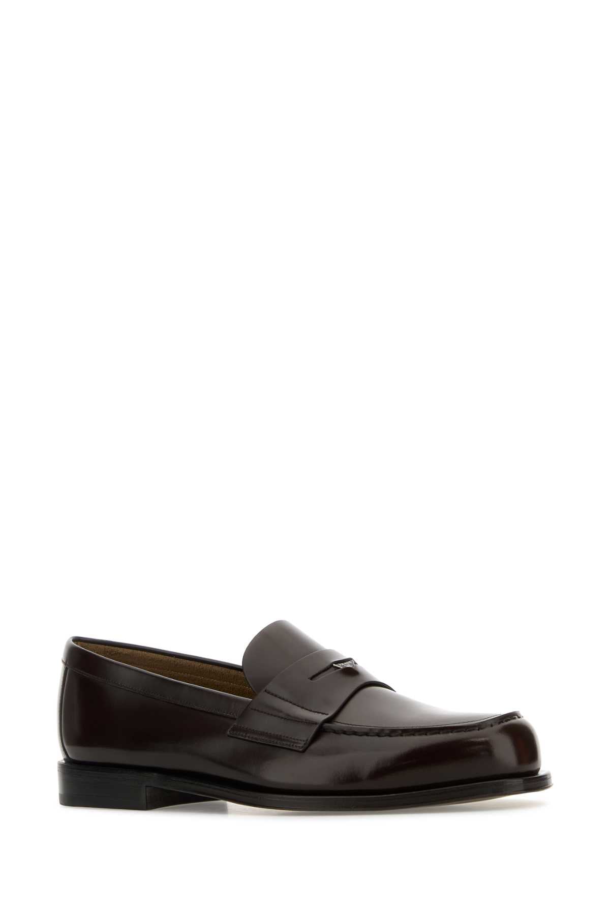 Prada Men Chocolate Leather Loafers