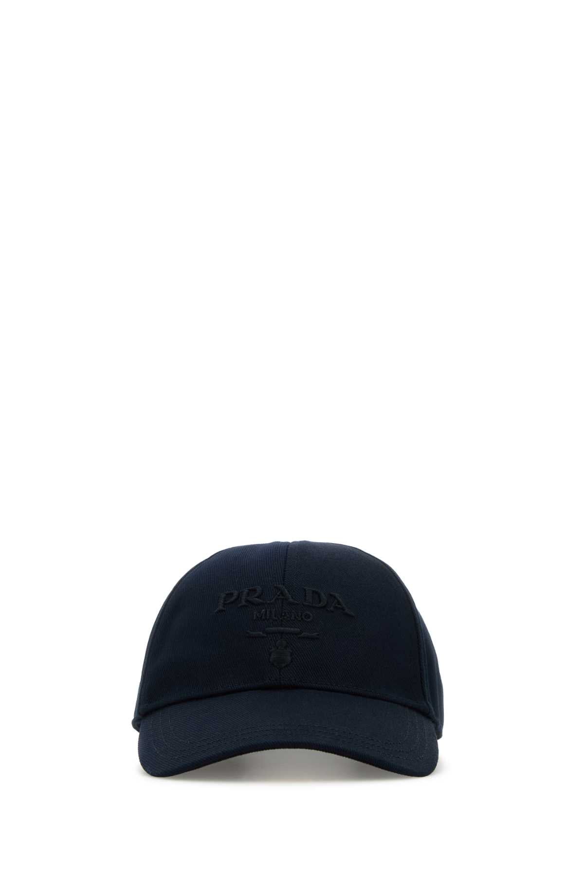 Prada Men Navy Blue Drill Baseball Cap