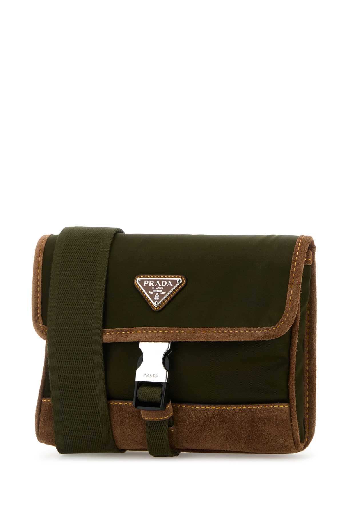 Prada Men Two-Tone Re-Nylon And Suede Phone Holder