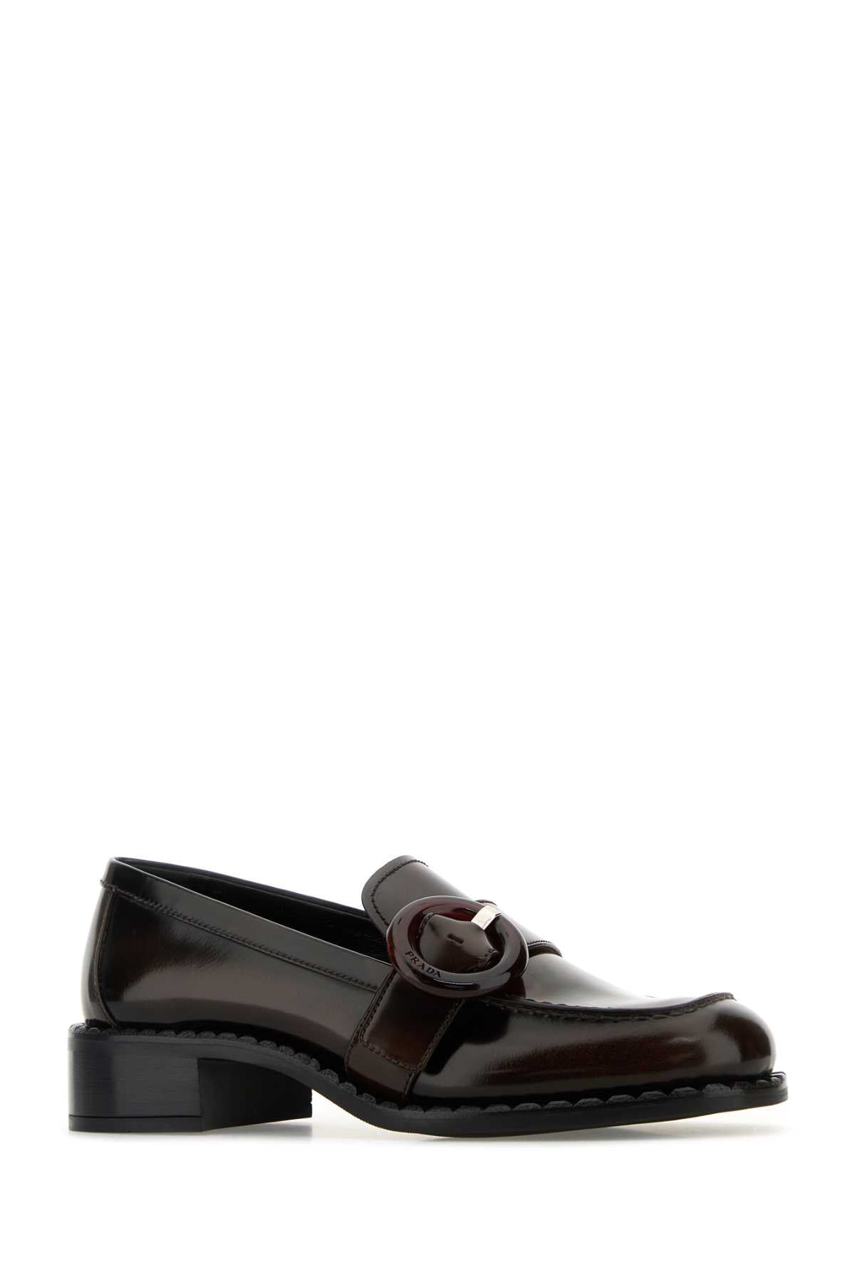Prada Women Brown Leather Loafers