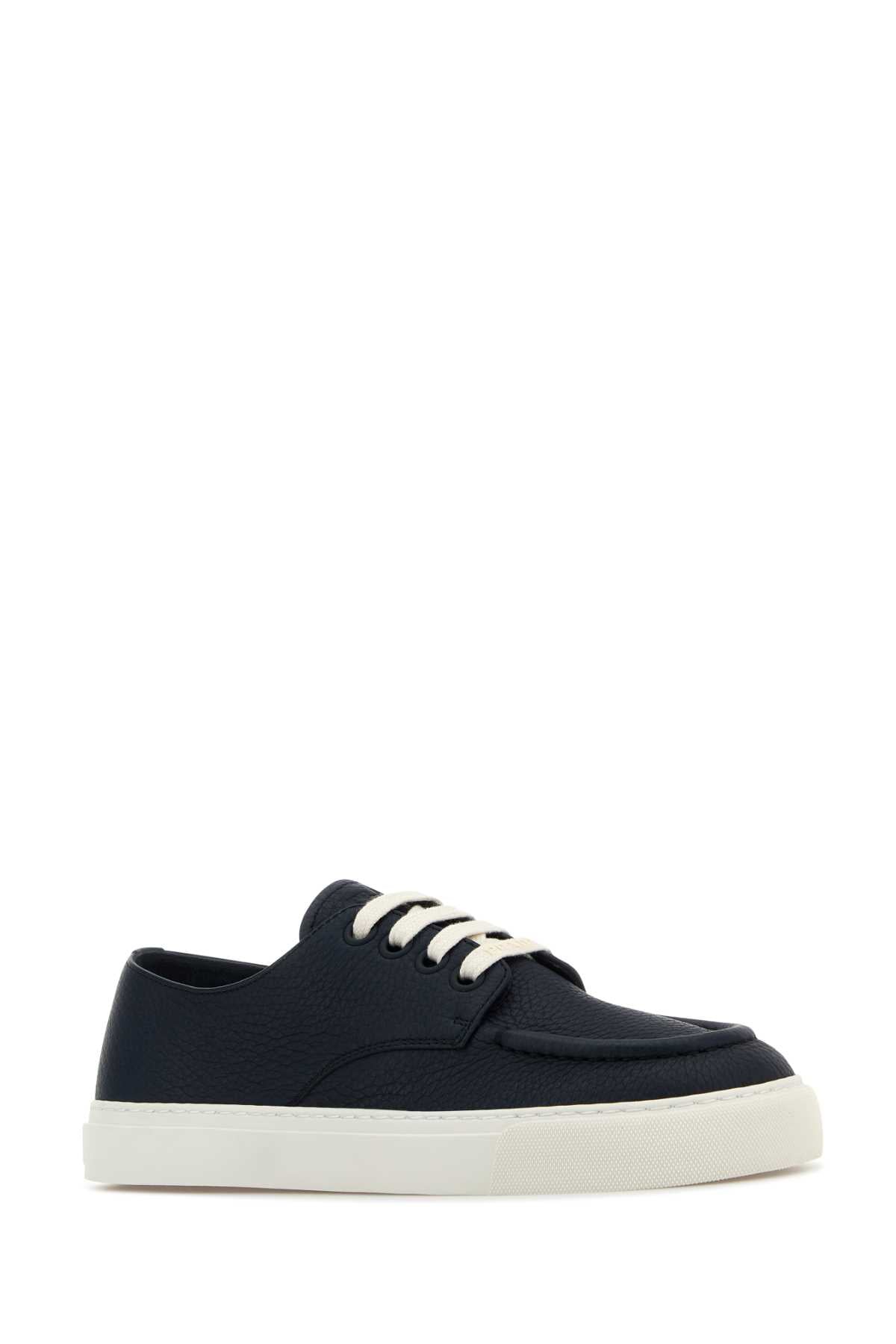 Prada Men Navy Blue Leather Sneakers