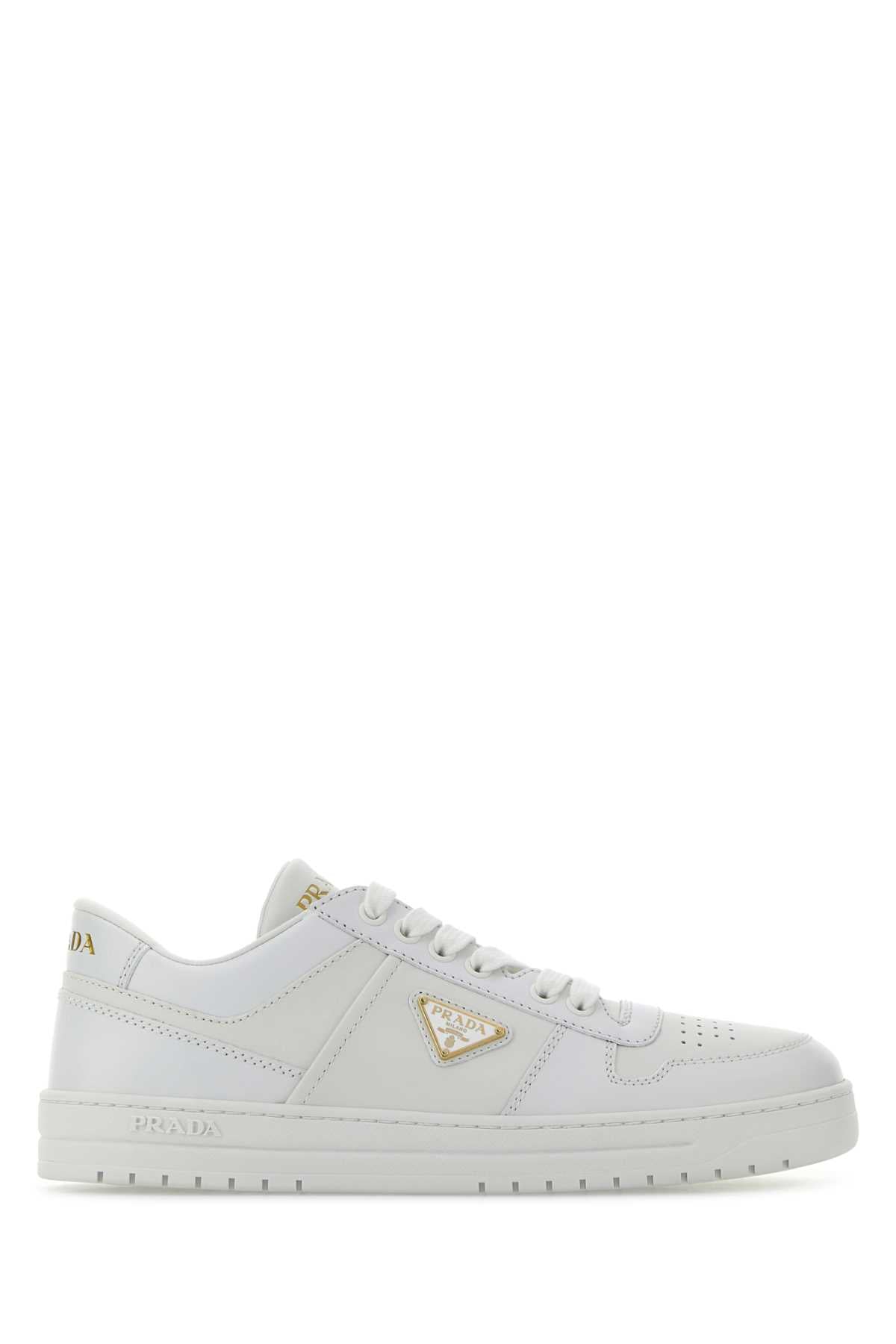 Prada Women White Leather Downtown Sneakers