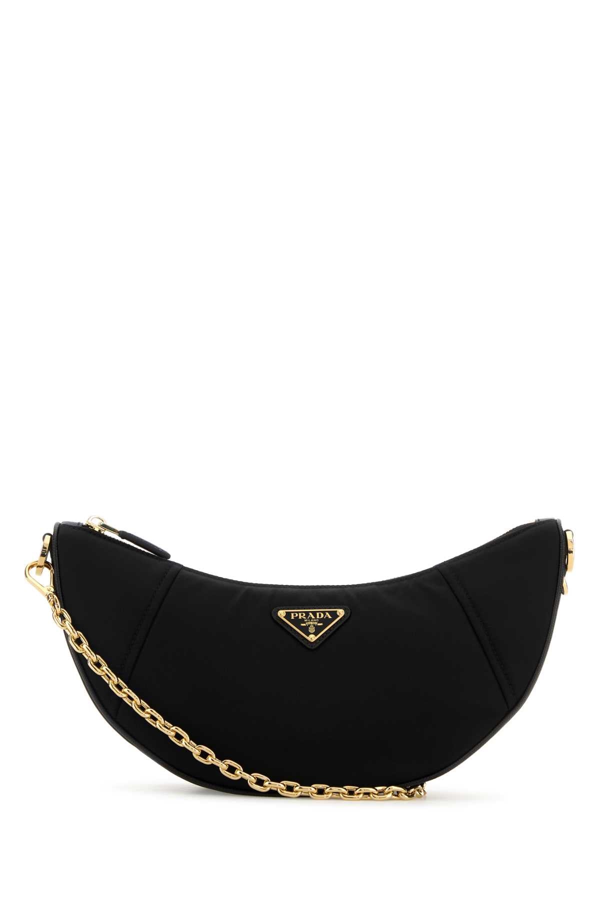 Prada Women Black Re-Nylon Prada Demi-Lune Shoulder Bag