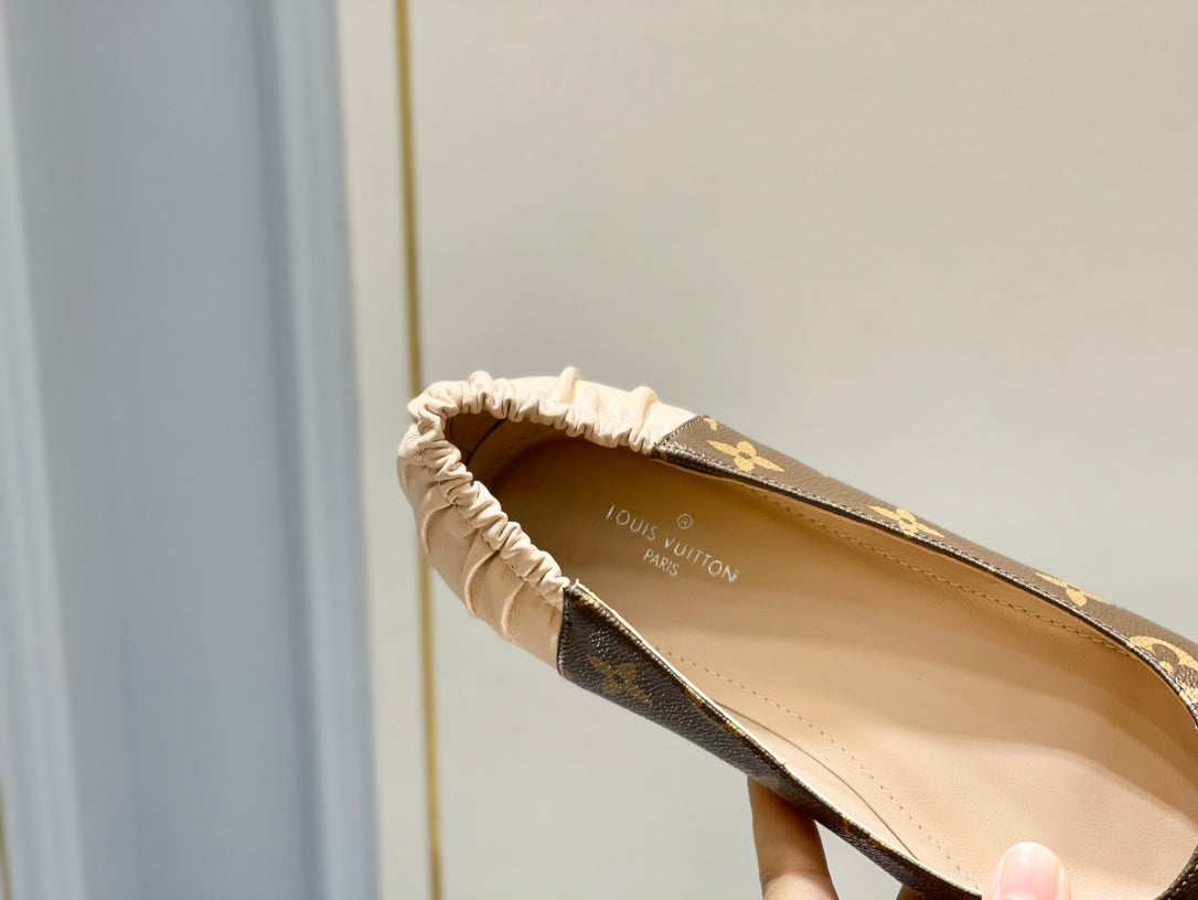 Louis Vuitton Joy Ballerina Dark Brown Mix Beige Monogram Calfskin