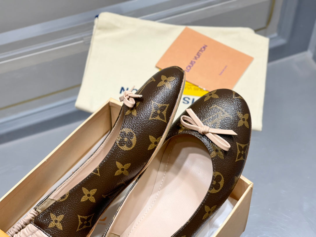 Louis Vuitton Joy Ballerina Dark Brown Mix Beige Monogram Calfskin