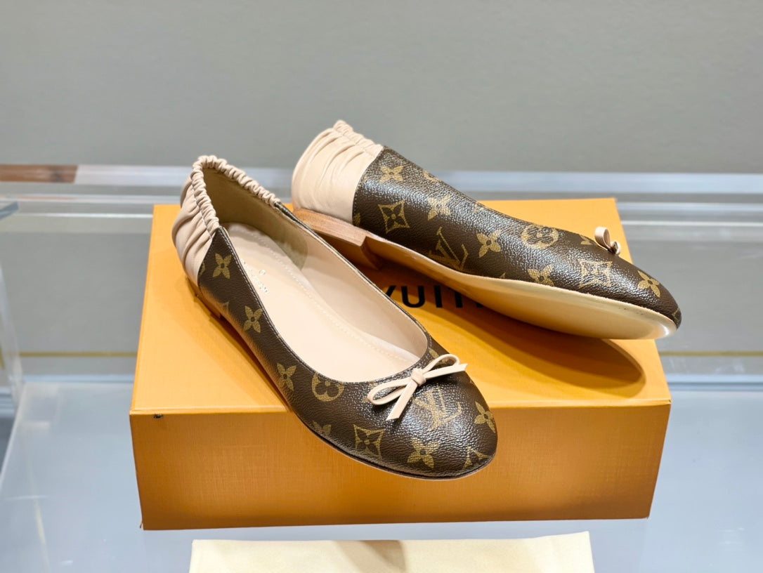 Louis Vuitton Joy Ballerina Dark Brown Mix Beige Monogram Calfskin