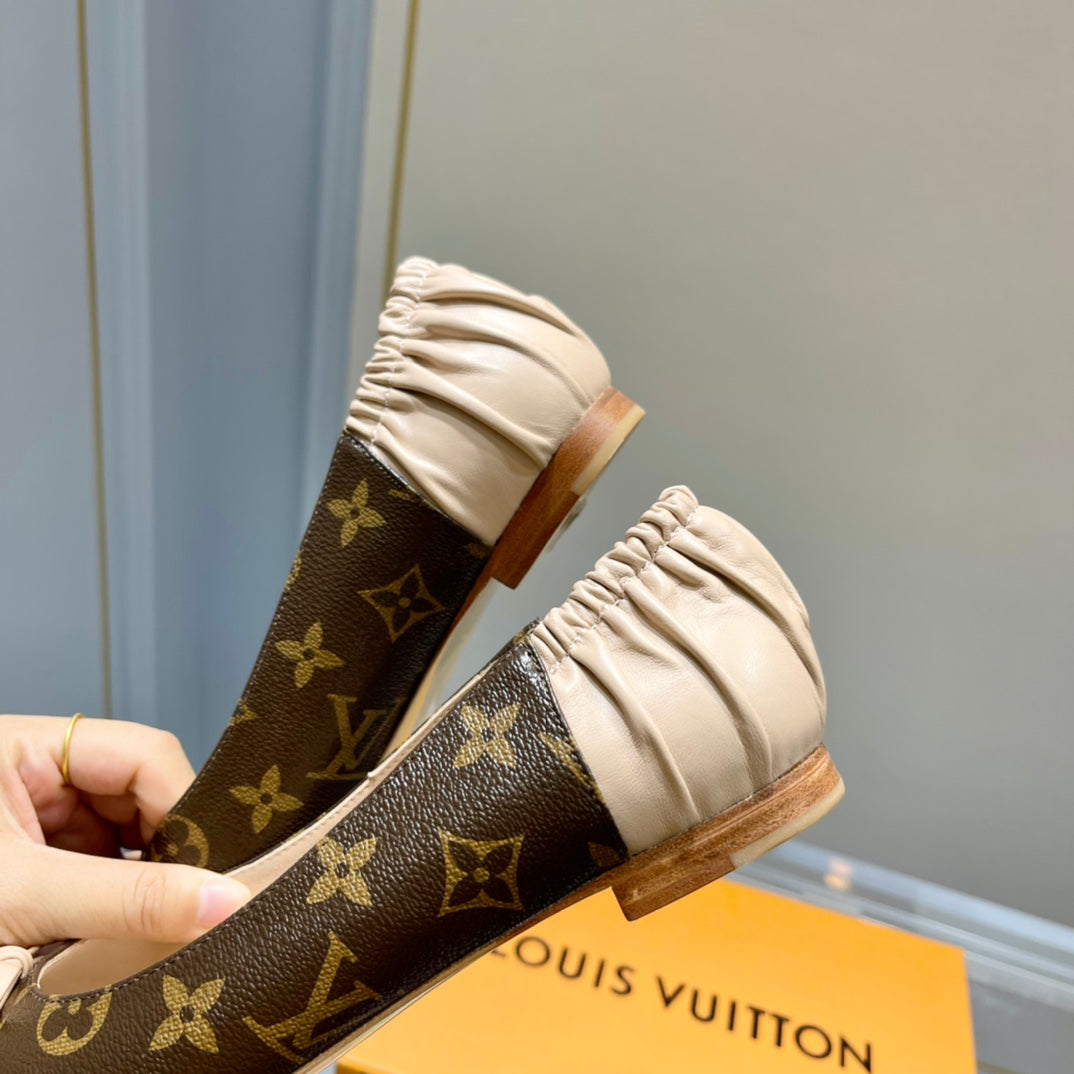 Louis Vuitton Joy Ballerina Dark Brown Mix Beige Monogram Calfskin