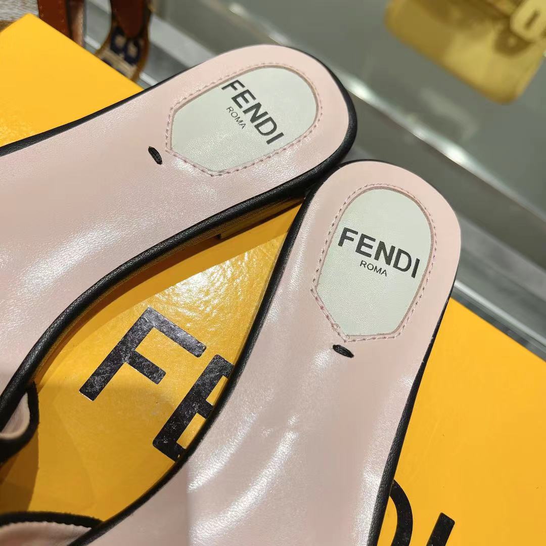 FENDI FF Multicolor Logo Slide Pink Black Leather