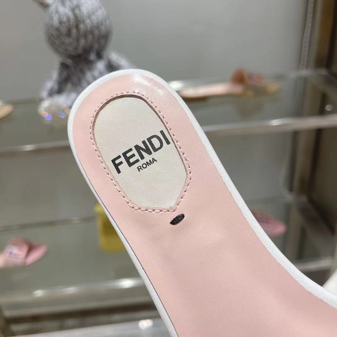 FENDI FF Multicolor Logo Slide Pink White Leather