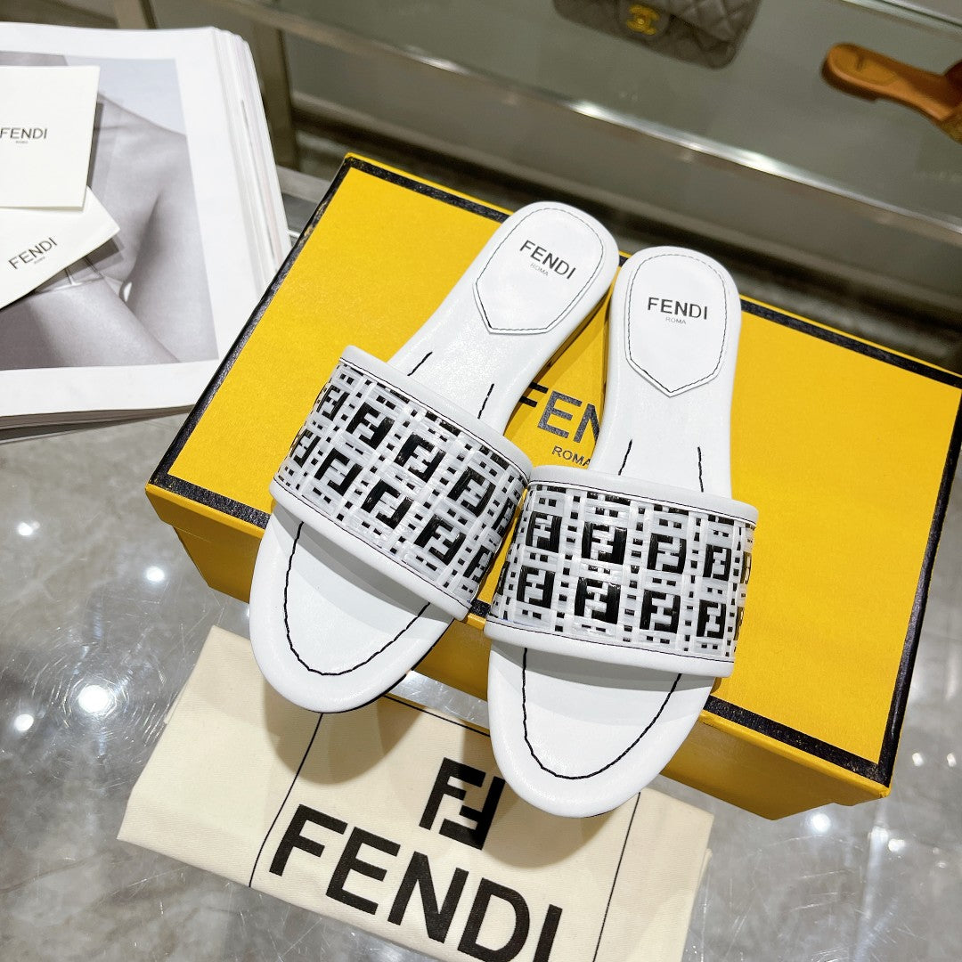 FENDI FF Women Raffia Sandal White