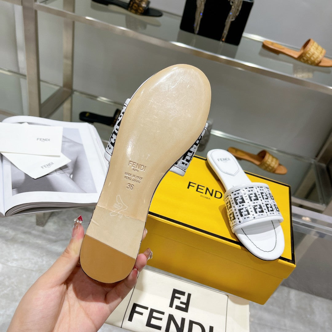 FENDI FF Women Raffia Sandal White