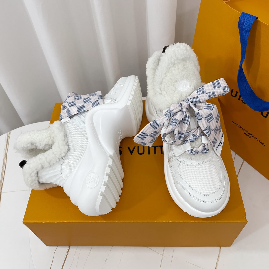 Louis Vuitton Archlight Sneaker White Plaid Bow Tie Lambskin