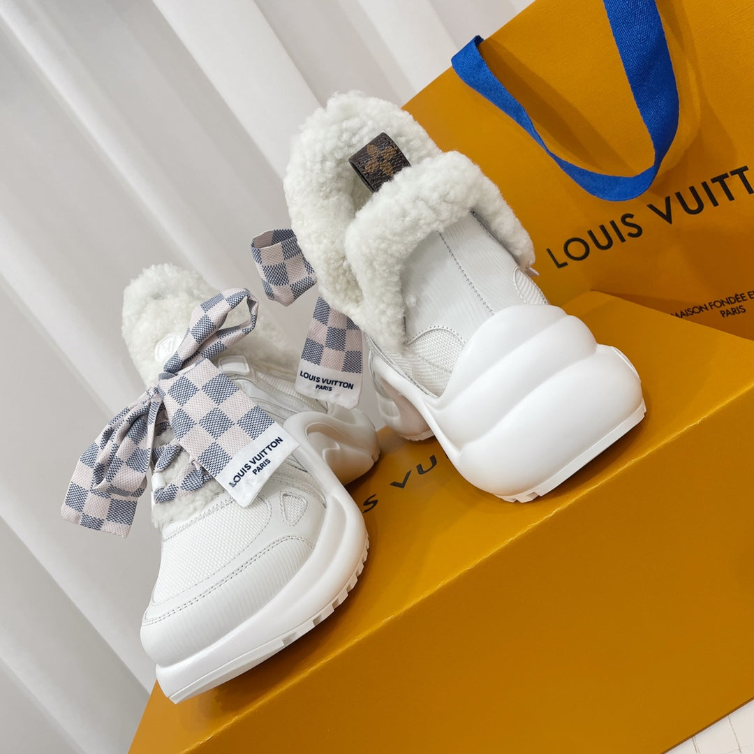 Louis Vuitton Archlight Sneaker White Plaid Bow Tie Lambskin