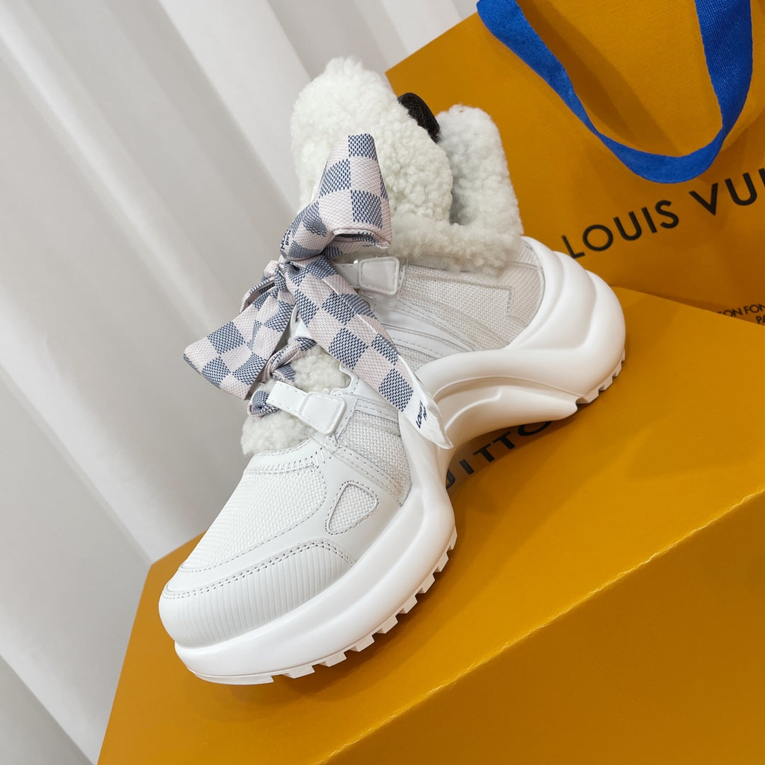 Louis Vuitton Archlight Sneaker White Plaid Bow Tie Lambskin
