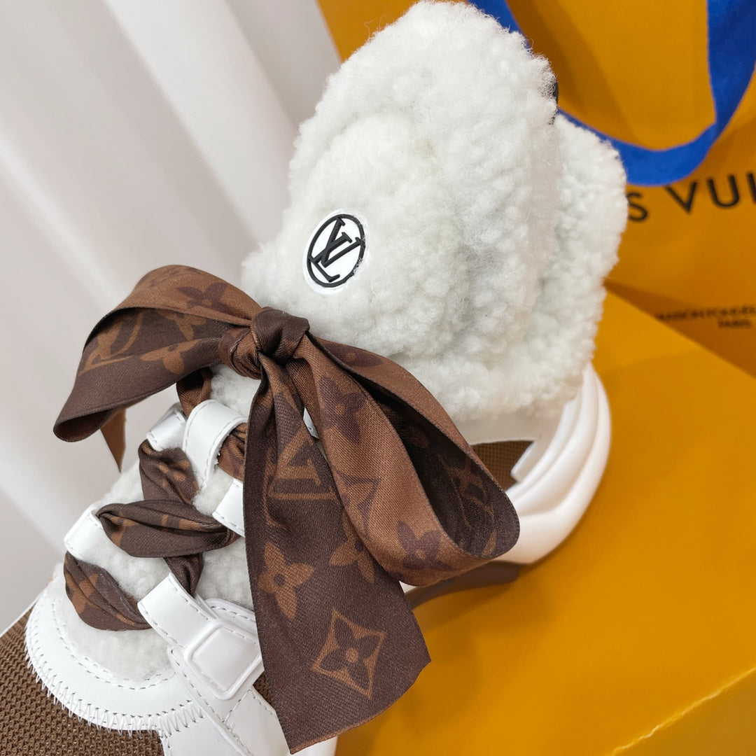 Louis Vuitton Archlight Sneaker White Mix Brown Monogram Bow Tie Lambskin