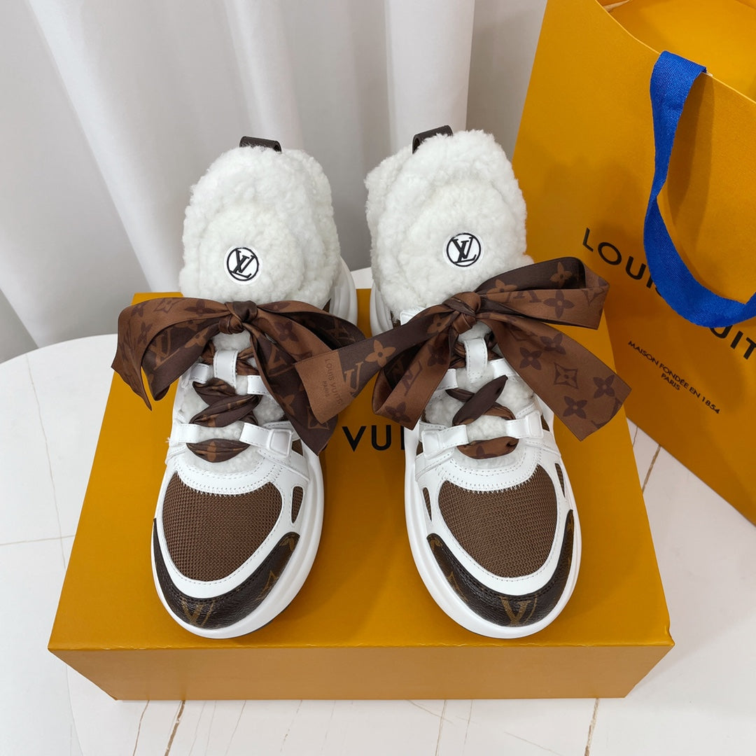 Louis Vuitton Archlight Sneaker White Mix Brown Monogram Bow Tie Lambskin