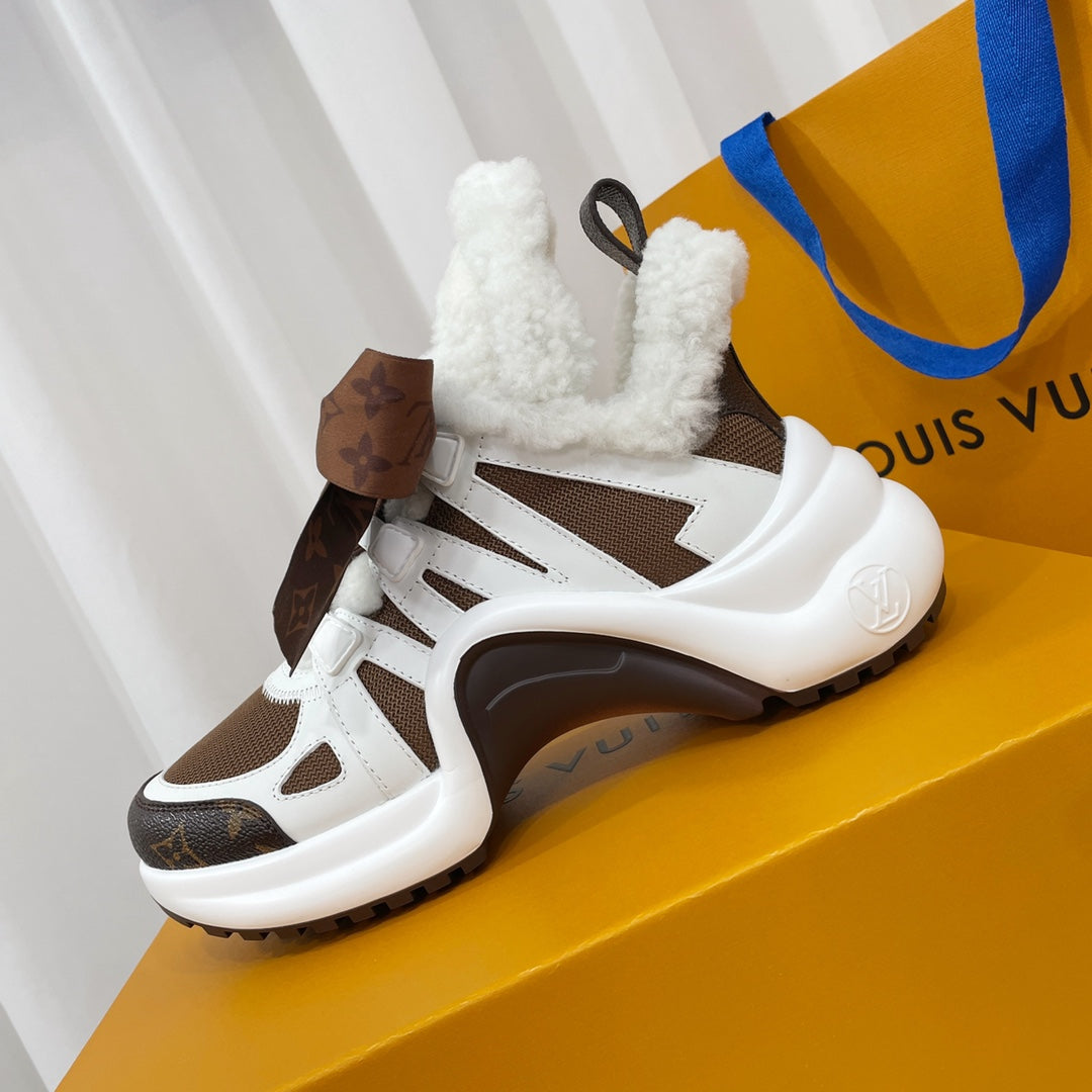 Louis Vuitton Archlight Sneaker White Mix Brown Monogram Bow Tie Lambskin