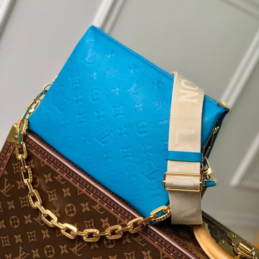 Louis Vuitton coussin pm 26cm blue monogram empreinte calfskin