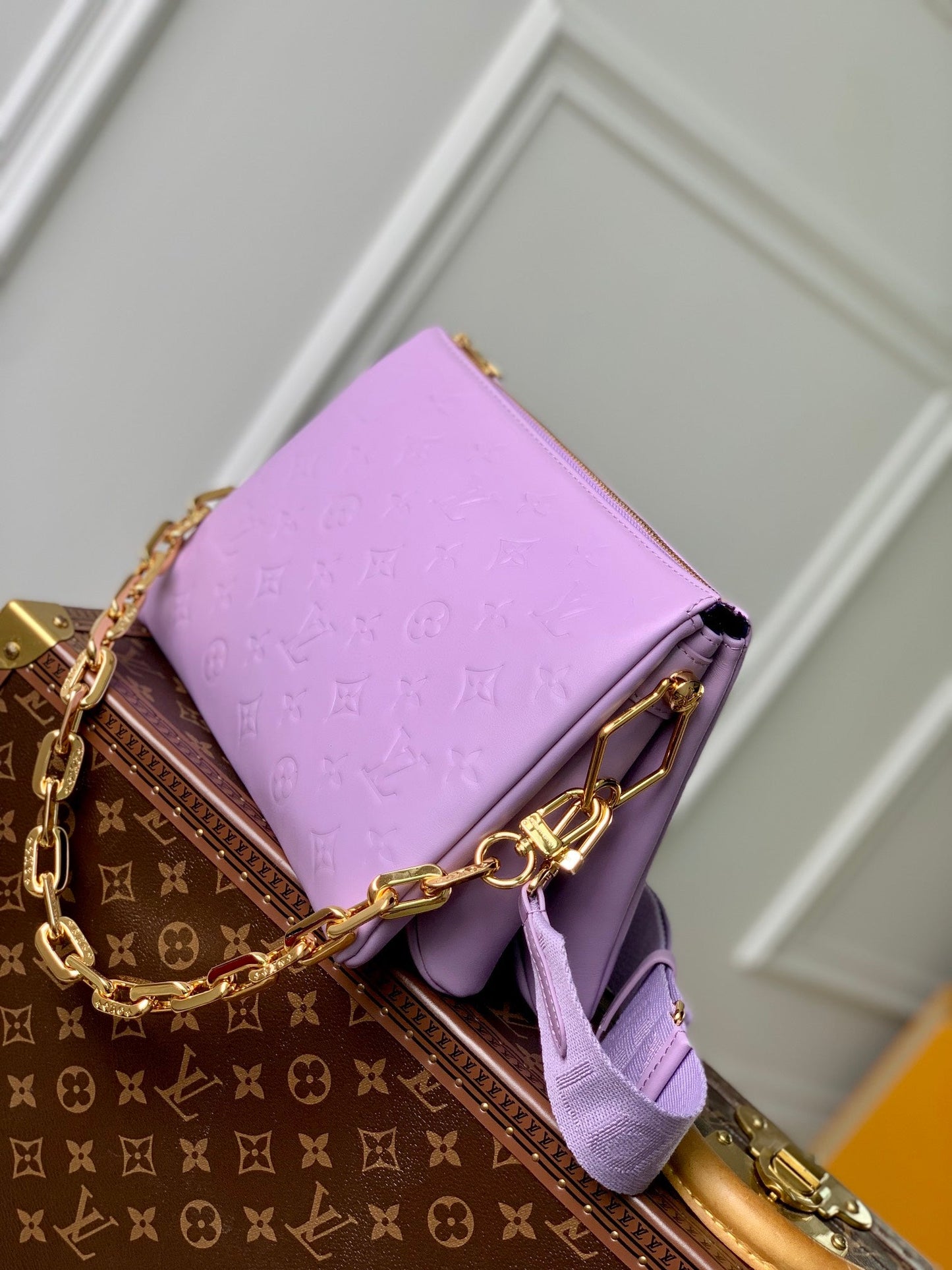 Louis Vuitton coussin pm 26cm purple monogram empreinte calfskin