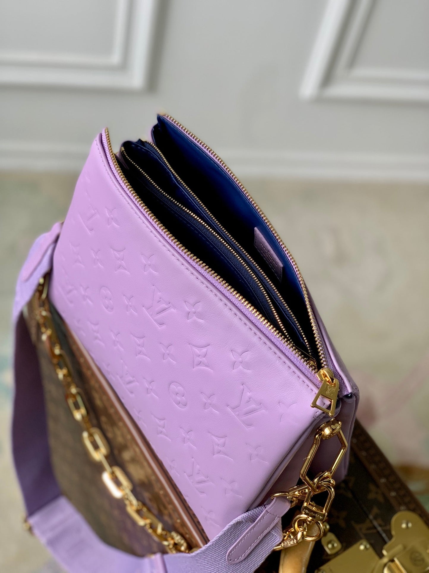 Louis Vuitton coussin pm 26cm purple monogram empreinte calfskin