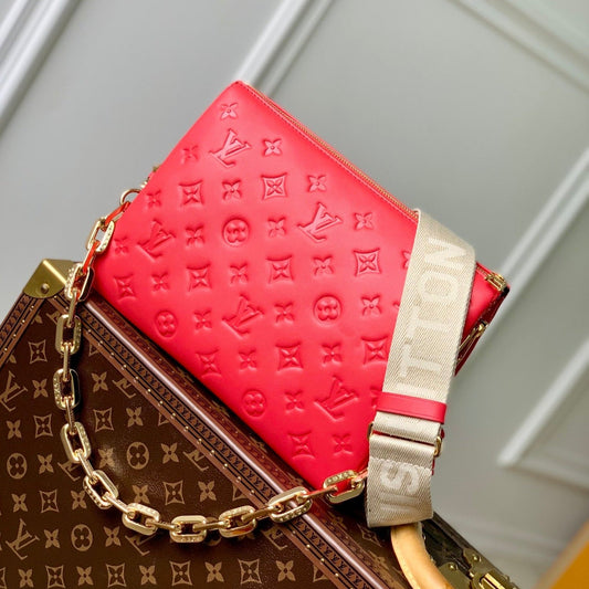 Louis Vuitton coussin pm 26cm red monogram empreinte calfskin