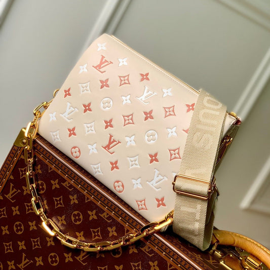 Louis Vuitton coussin pm 26cm cream red white monogram empreinte calfskin