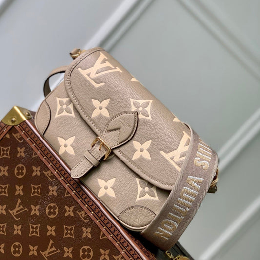 Louis Vuitton diane 24 dove cream biorcolor monogram empreinte leather