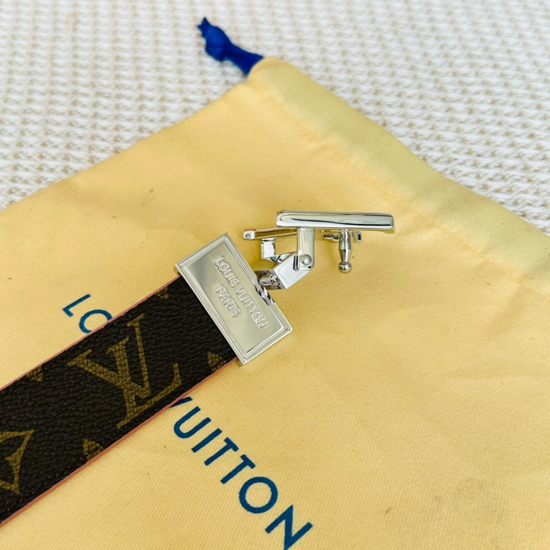 Louis Vuitton Initiales 30mm Reversible Belt Silver Rotating Buckle Pink Brown Leather