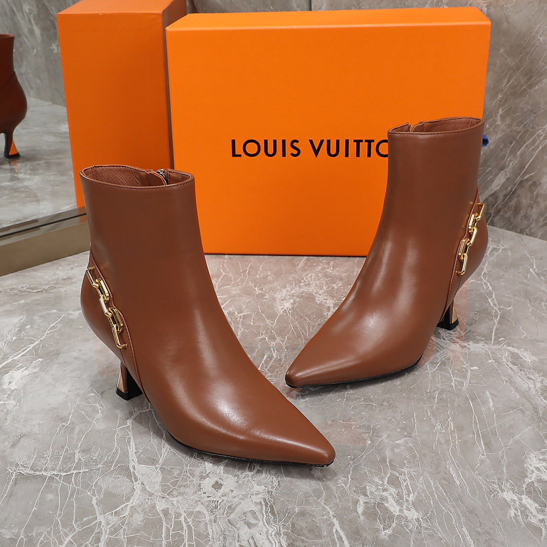 Louis Vuitton Sparkle Ankle Boot 65mm Brown Lambskin