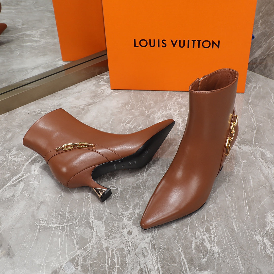 Louis Vuitton Sparkle Ankle Boot 65mm Brown Lambskin