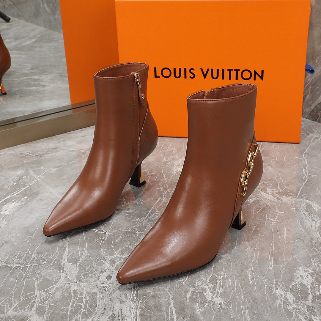 Louis Vuitton Sparkle Ankle Boot 65mm Brown Lambskin