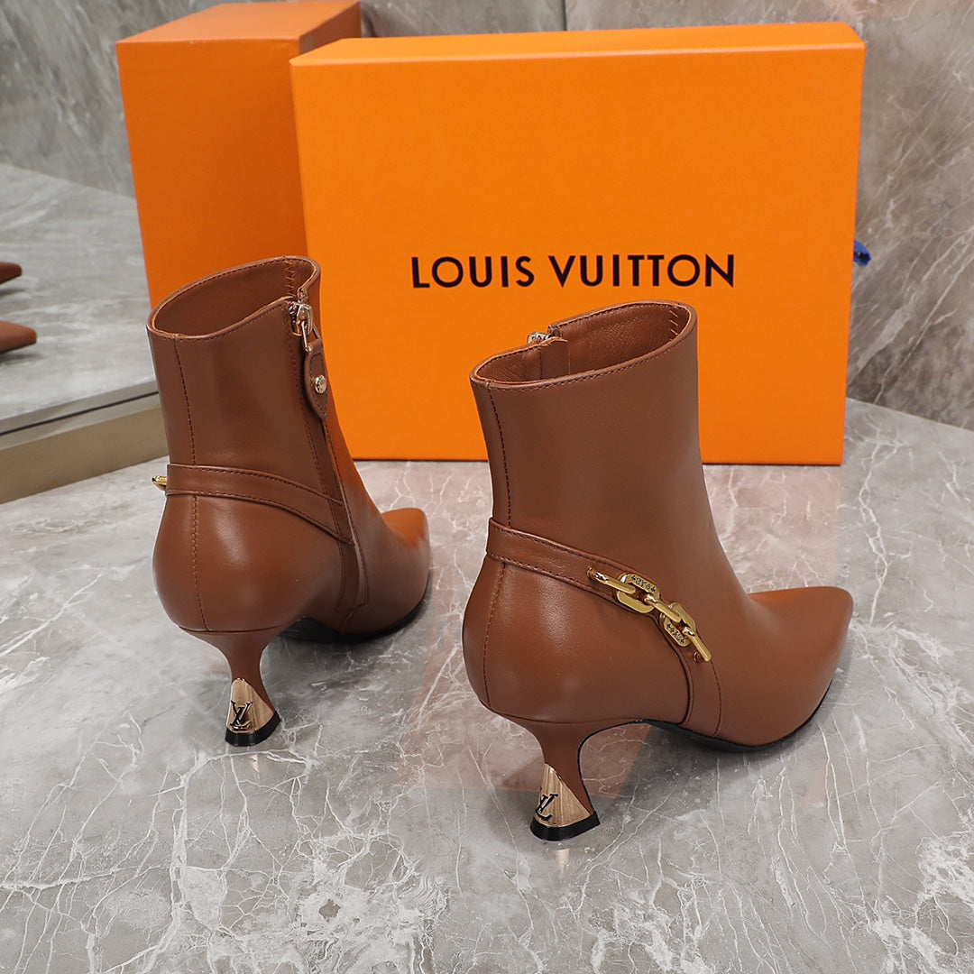 Louis Vuitton Sparkle Ankle Boot 65mm Brown Lambskin