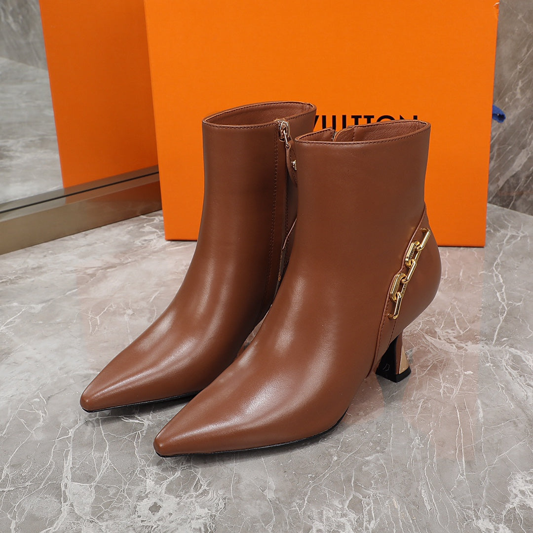 Louis Vuitton Sparkle Ankle Boot 65mm Brown Lambskin