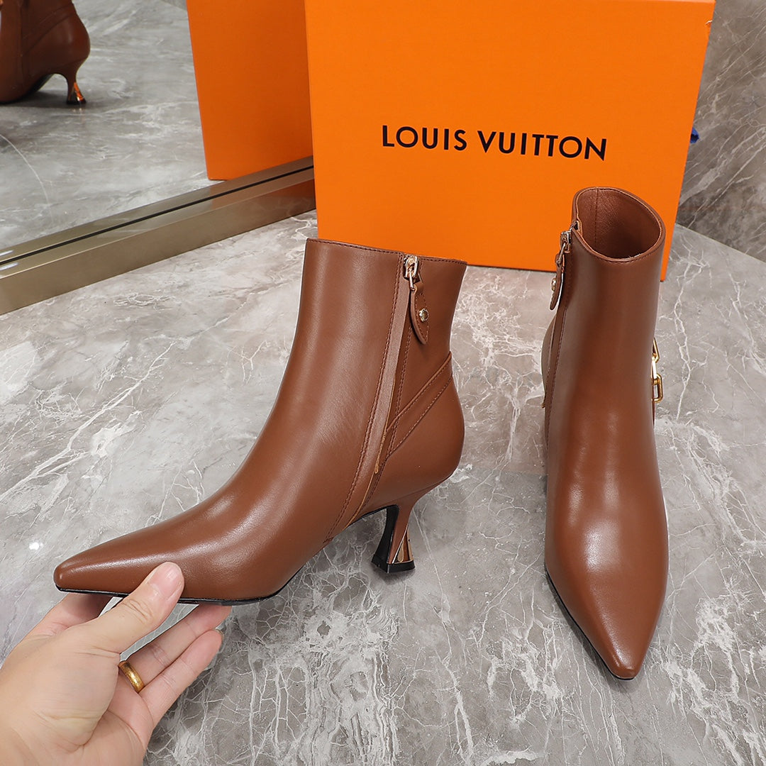 Louis Vuitton Sparkle Ankle Boot 65mm Brown Lambskin
