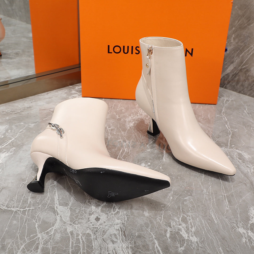 Louis Vuitton Sparkle Ankle Boot 65mm Beige Lambskin