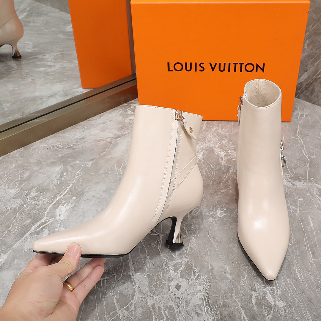 Louis Vuitton Sparkle Ankle Boot 65mm Beige Lambskin