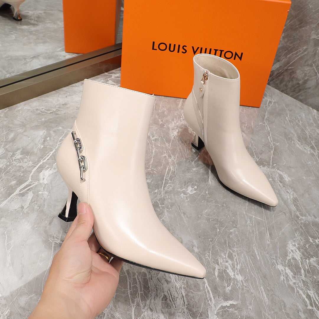 Louis Vuitton Sparkle Ankle Boot 65mm Beige Lambskin
