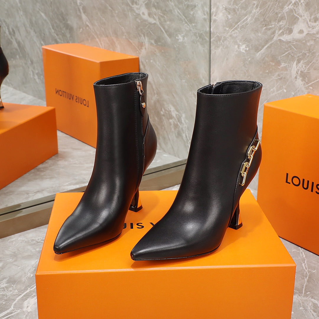 Louis Vuitton Sparkle Ankle Boot 95mm Black Lambskin