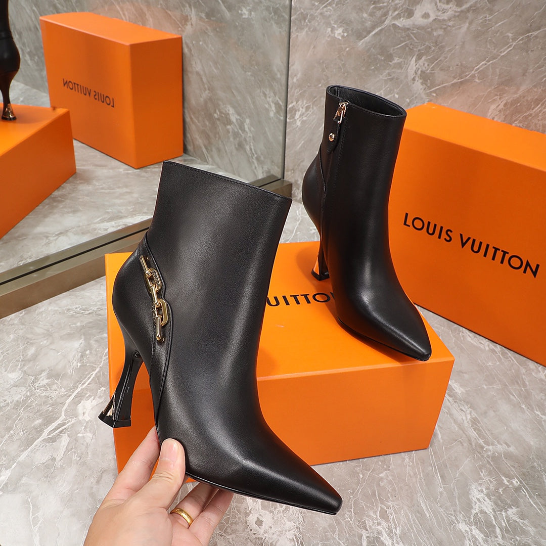 Louis Vuitton Sparkle Ankle Boot 95mm Black Lambskin