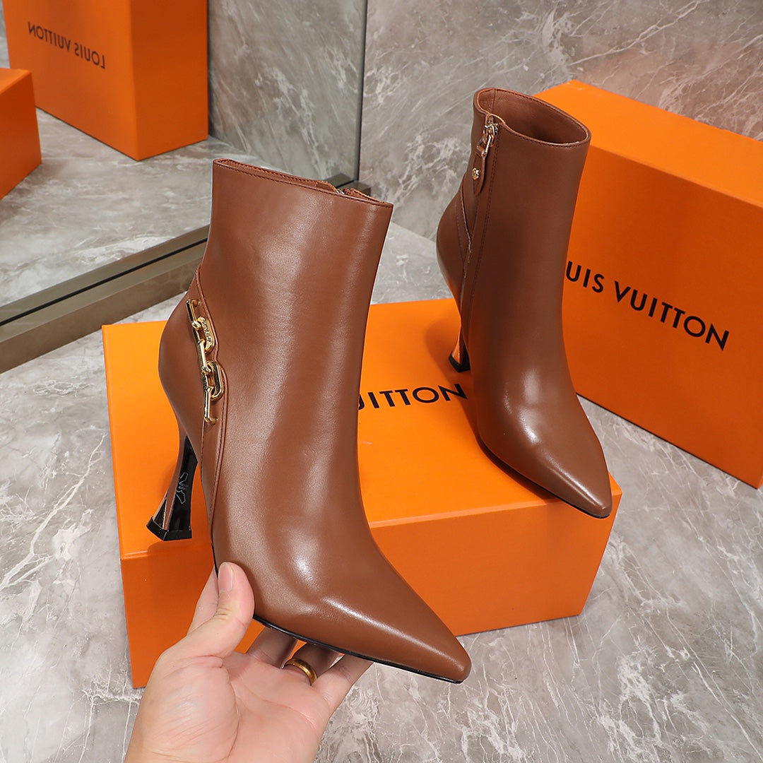Louis Vuitton Sparkle Ankle Boot 95mm Brown Lambskin