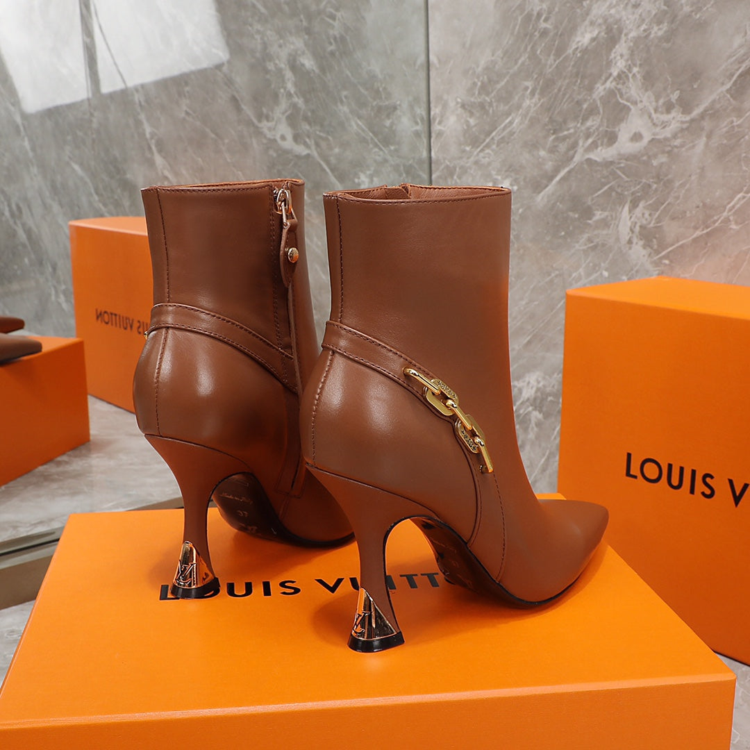 Louis Vuitton Sparkle Ankle Boot 95mm Brown Lambskin