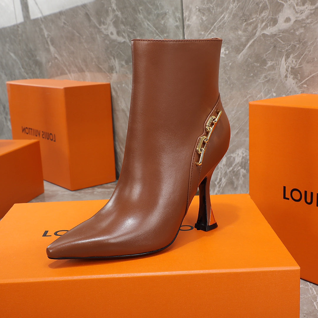 Louis Vuitton Sparkle Ankle Boot 95mm Brown Lambskin