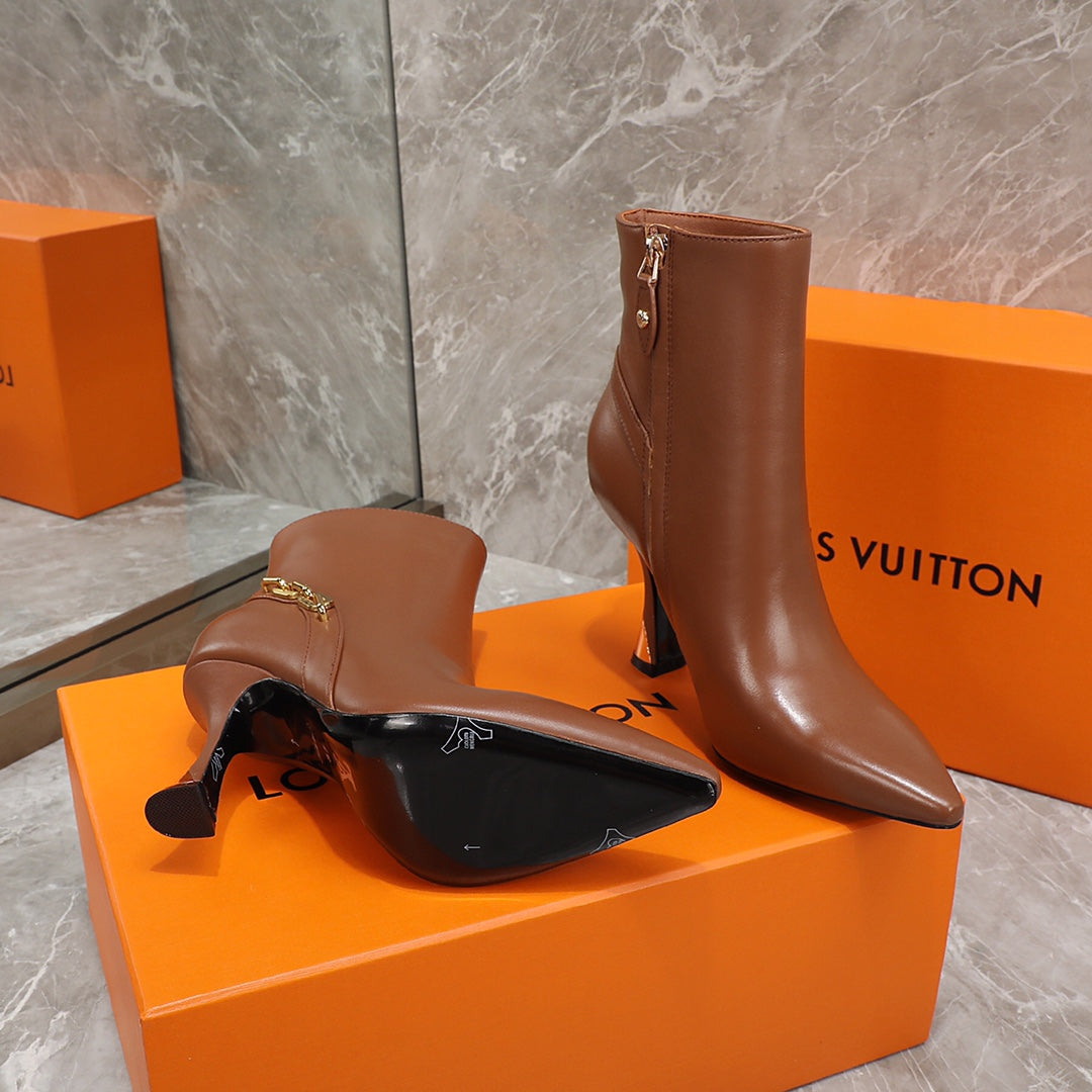 Louis Vuitton Sparkle Ankle Boot 95mm Brown Lambskin