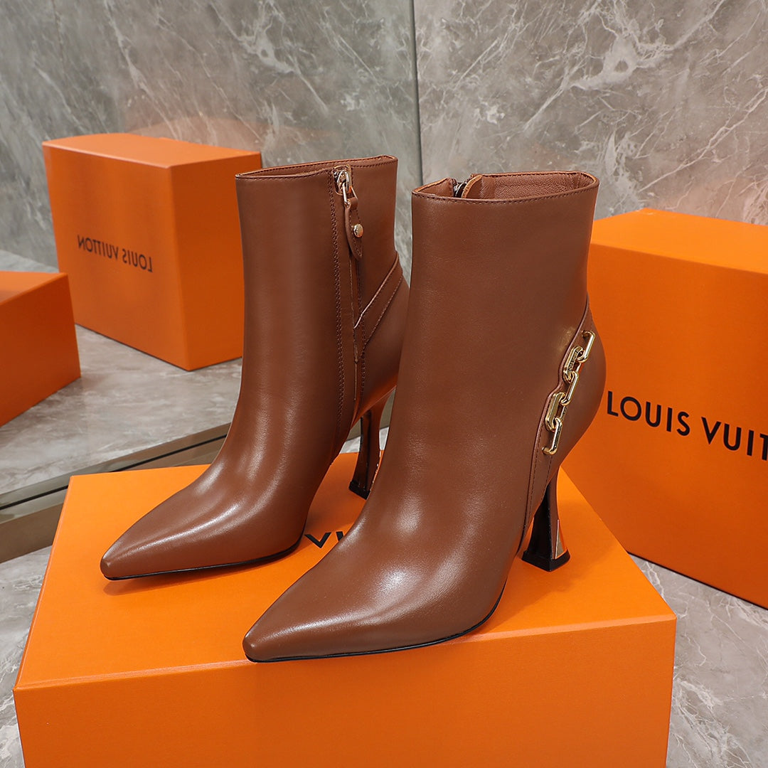 Louis Vuitton Sparkle Ankle Boot 95mm Brown Lambskin