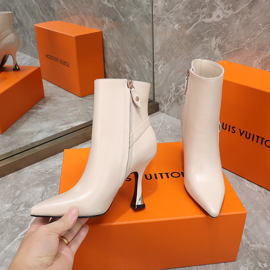 Louis Vuitton Sparkle Ankle Boot 95mm Beige Lambskin