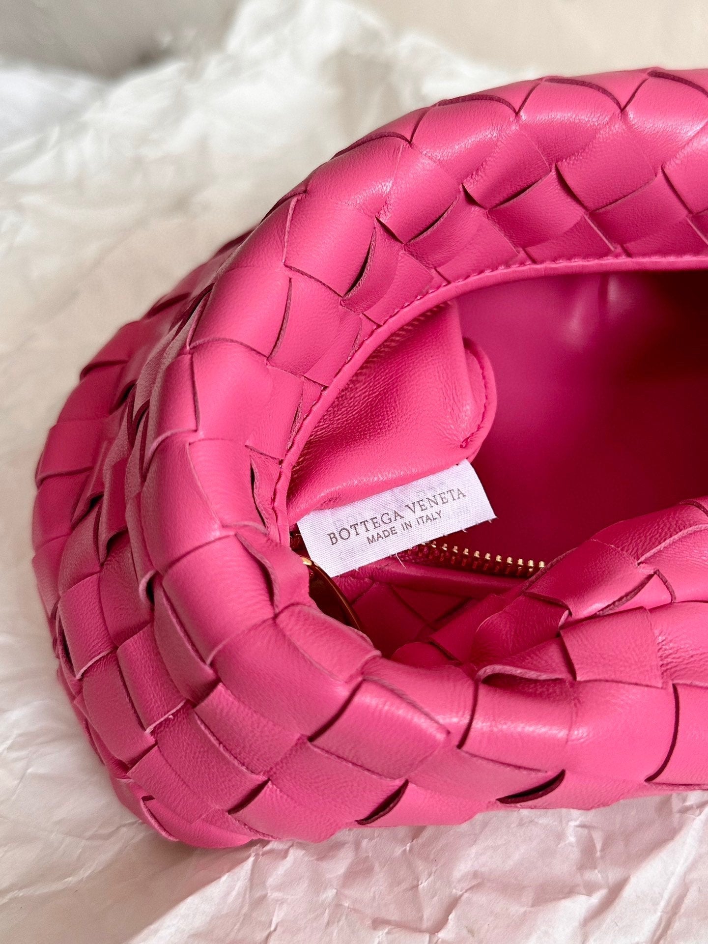 Bottega Veneta mini jodie 28 dark pink lambskin