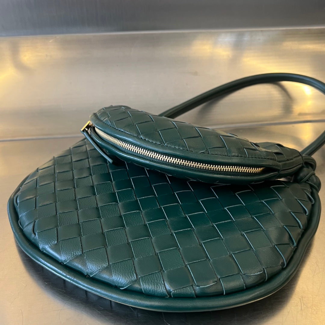 Bottega Veneta SMALL GEMELLI 24 IN DARK GREEN LAMBSKIN